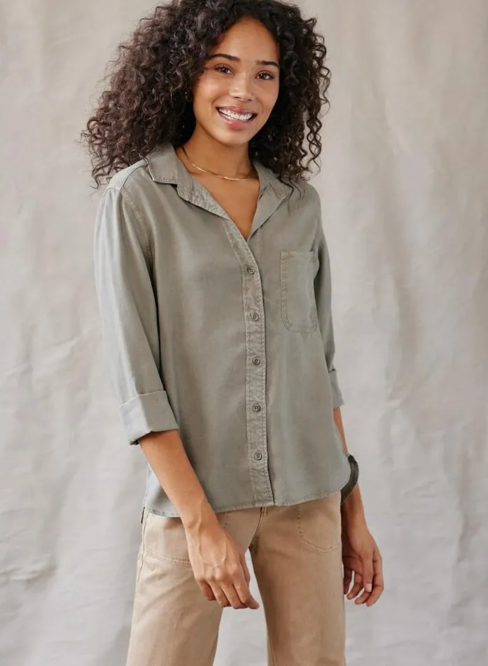 Shirt Tail Button Down 8211 Soft Army Women Bella Dahl Long Sleeve