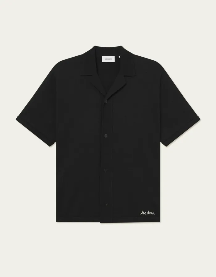 ShirtsOvershirts Men Les Deux Geoffroy SS Knit Shirt 8211 BlackBlack