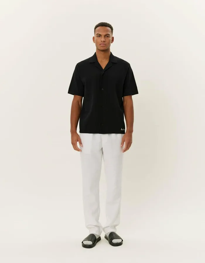 ShirtsOvershirts Men Les Deux Geoffroy SS Knit Shirt 8211 BlackBlack