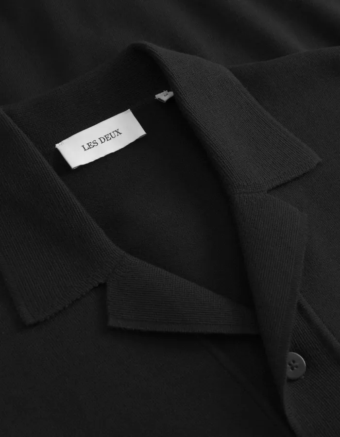 ShirtsOvershirts Men Les Deux Geoffroy SS Knit Shirt 8211 BlackBlack
