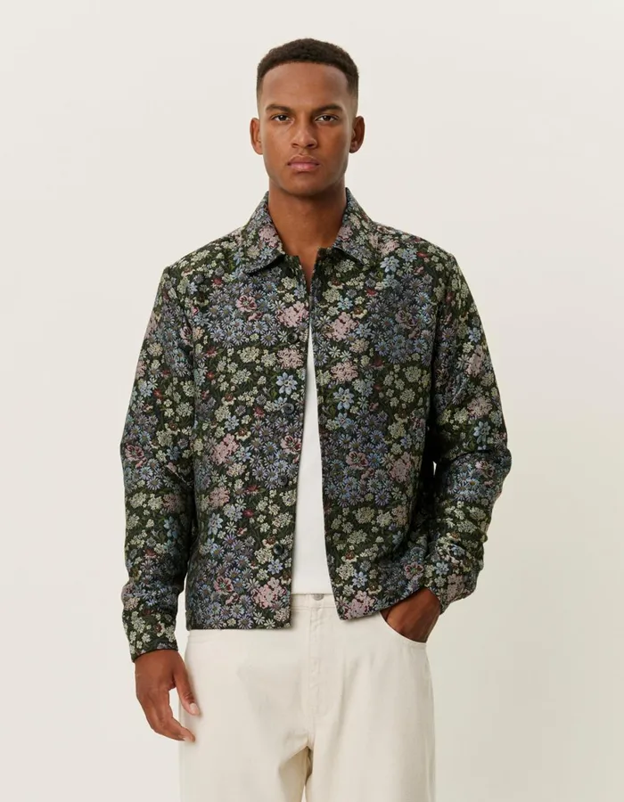 ShirtsOvershirts Men Les Deux Jaiden Jacquard Overshirt 8211 RosinChive Green