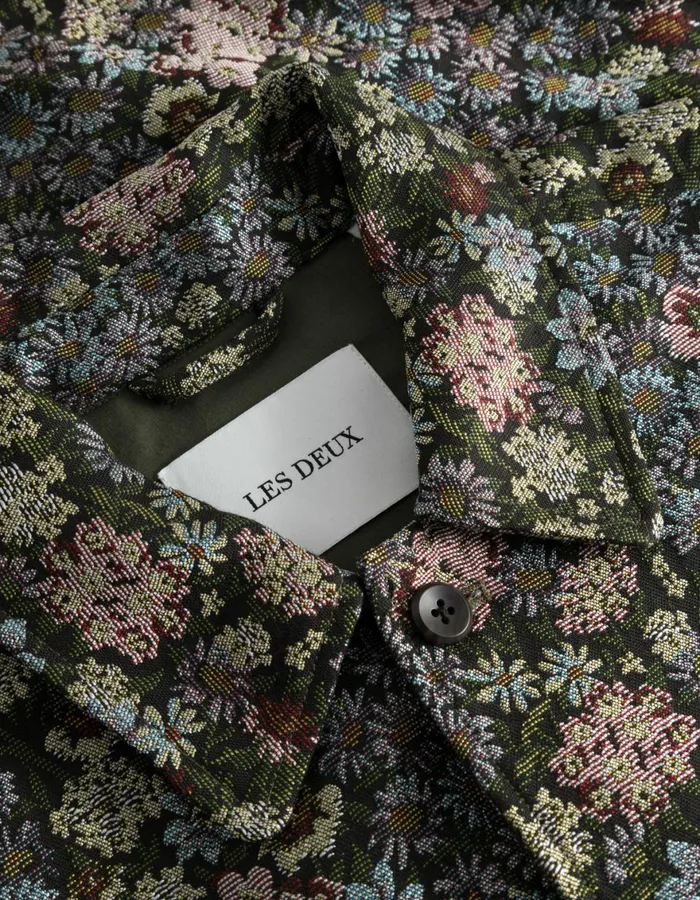 ShirtsOvershirts Men Les Deux Jaiden Jacquard Overshirt 8211 RosinChive Green