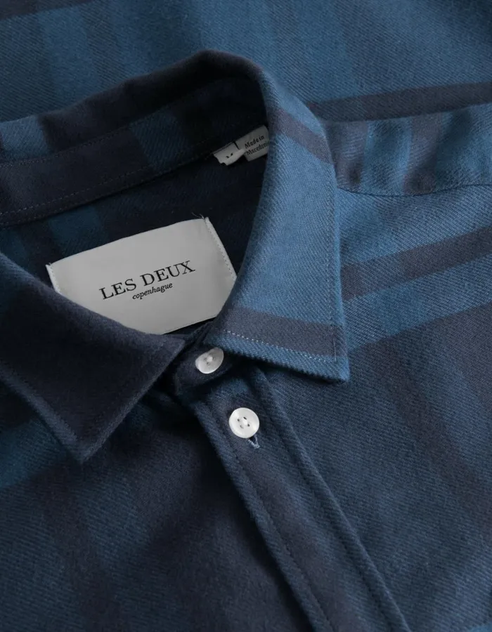 ShirtsOvershirts Men Les Deux Jeremy Flannel Shirt 8211 Dark NavyMidnight Blue