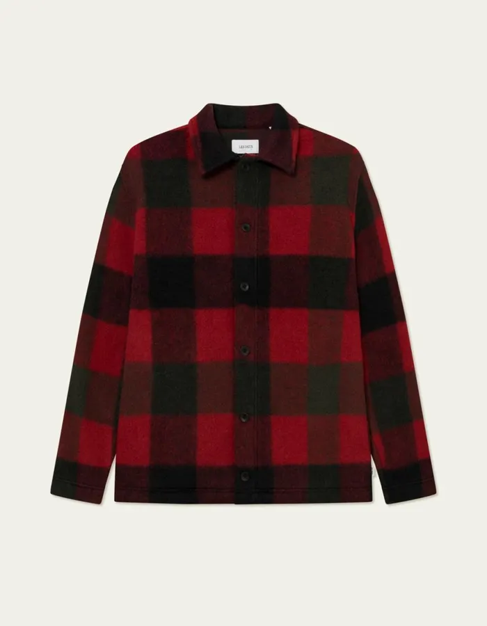 ShirtsOvershirts Men Les Deux Jermaine Overshirt 8211 RosinSalsa Red
