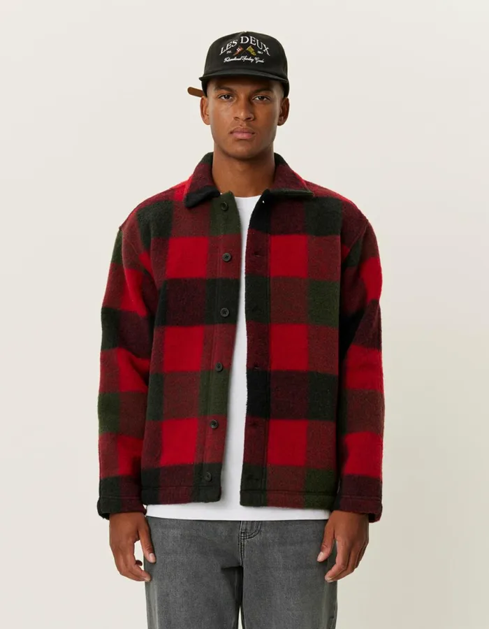 ShirtsOvershirts Men Les Deux Jermaine Overshirt 8211 RosinSalsa Red