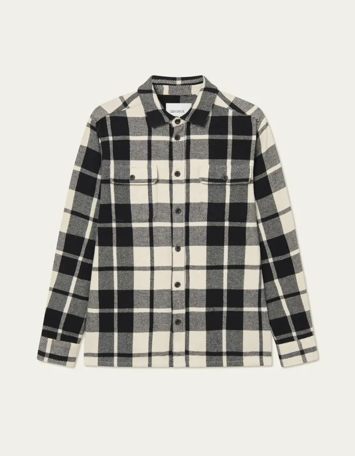 ShirtsOvershirts Men Les Deux Joseph Check Overshirt 8211 BlackIvory