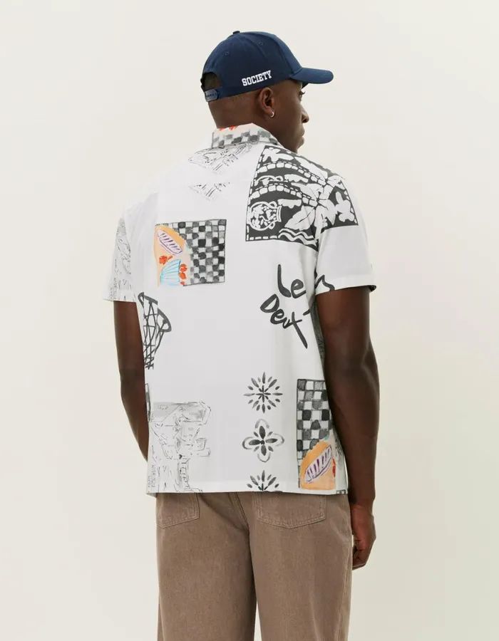 ShirtsOvershirts Men Les Deux Kamar AOP SS Shirt 8211 Light Ivory