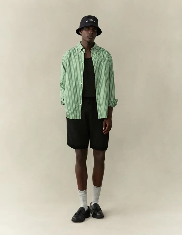 ShirtsOvershirts Men Les Deux Kent Poplin Shirt 8211 Light IvoryVintage Green