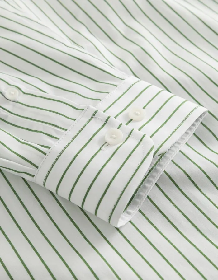 ShirtsOvershirts Men Les Deux Kent Stripe Peached Poplin Shirt 8211 WhiteVintage Green