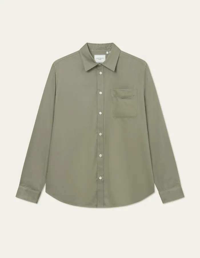 ShirtsOvershirts Men Les Deux Kent Tencel Shirt 8211 Lichen Green