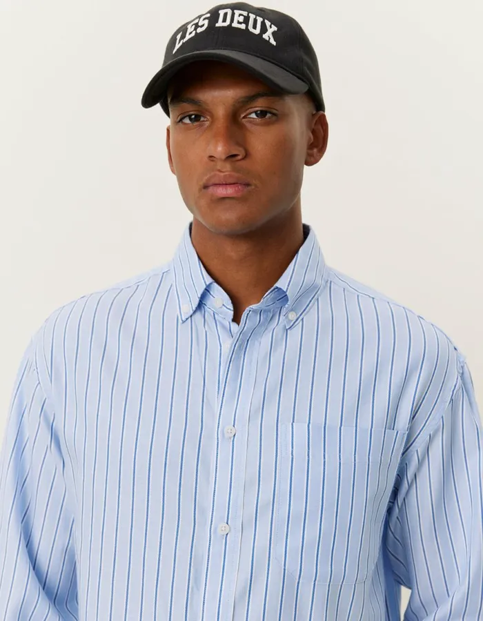 ShirtsOvershirts Men Les Deux Kolton Herringbone Poplin Shirt 8211 WhiteBel Air Blue