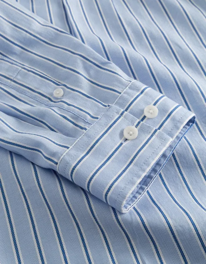 ShirtsOvershirts Men Les Deux Kolton Herringbone Poplin Shirt 8211 WhiteBel Air Blue