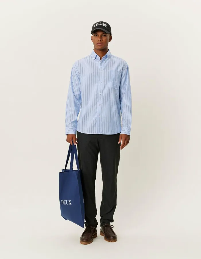 ShirtsOvershirts Men Les Deux Kolton Herringbone Poplin Shirt 8211 WhiteBel Air Blue