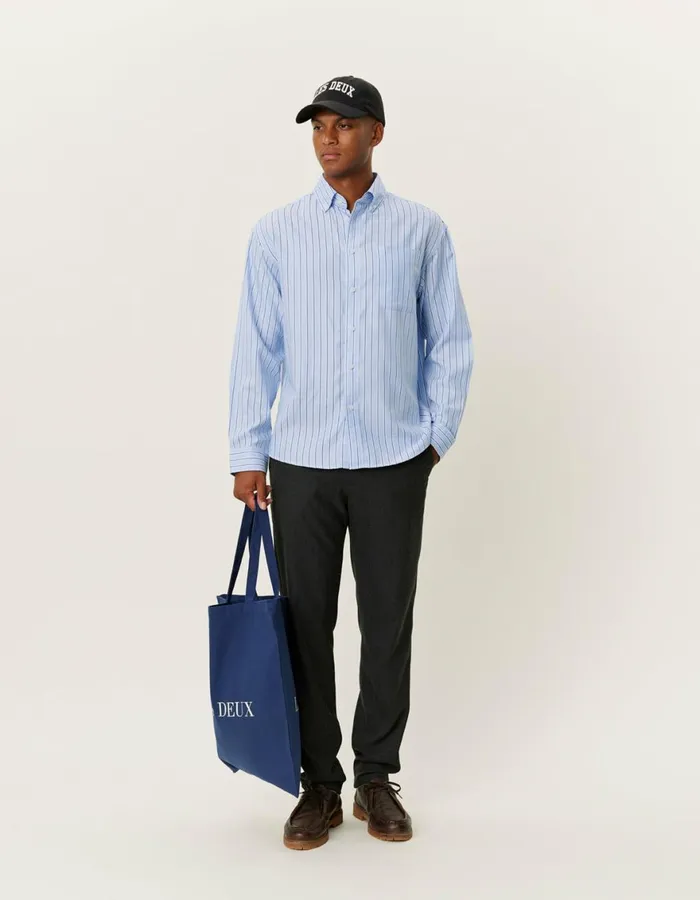 ShirtsOvershirts Men Les Deux Kolton Herringbone Poplin Shirt 8211 WhiteBel Air Blue