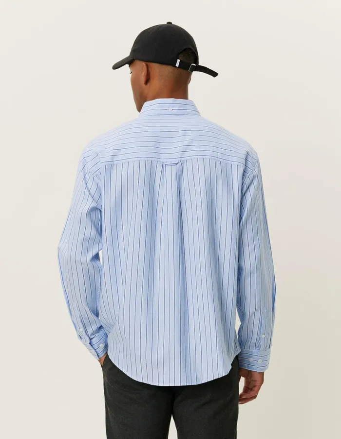 ShirtsOvershirts Men Les Deux Kolton Herringbone Poplin Shirt 8211 WhiteBel Air Blue