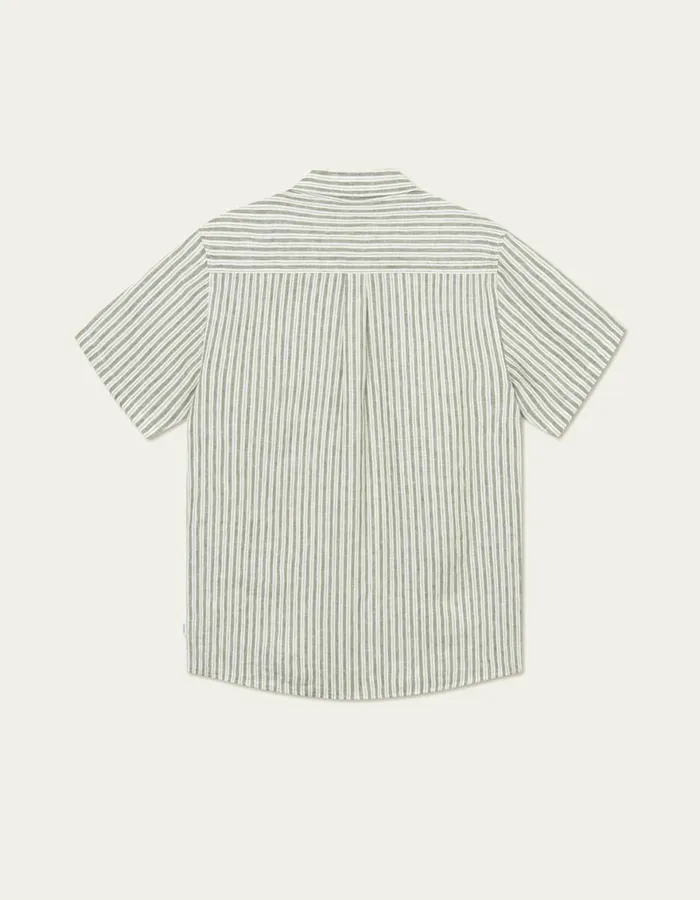 ShirtsOvershirts Men Les Deux Kris Linen SS Shirt 8211 Light IvoryLichen Green
