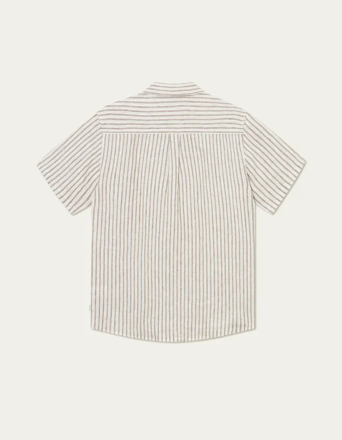 ShirtsOvershirts Men Les Deux Kris Linen SS Shirt 8211 Light IvoryWalnut