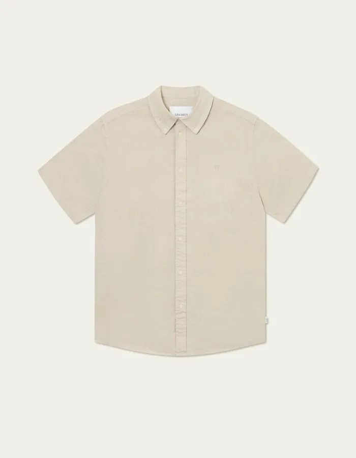 ShirtsOvershirts Men Les Deux Kris Linen SS Shirt 8211 Light Sand