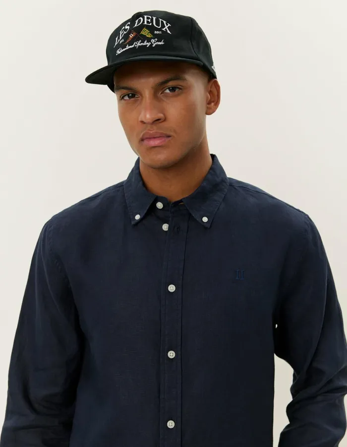 ShirtsOvershirts Men Les Deux Kristian Linen BD Shirt 8211 Dark Navy