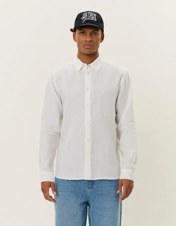 ShirtsOvershirts Men Les Deux Kristian Linen BD Shirt 8211 WhiteWhite