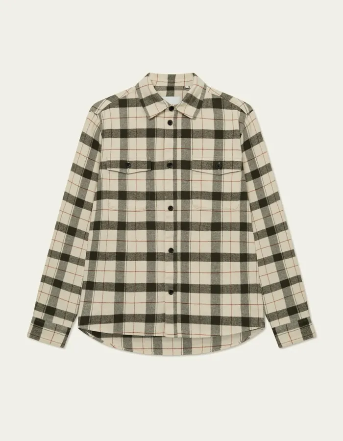 ShirtsOvershirts Men Les Deux Lennon Flannel Check Overshirt 8211 IvoryRosin