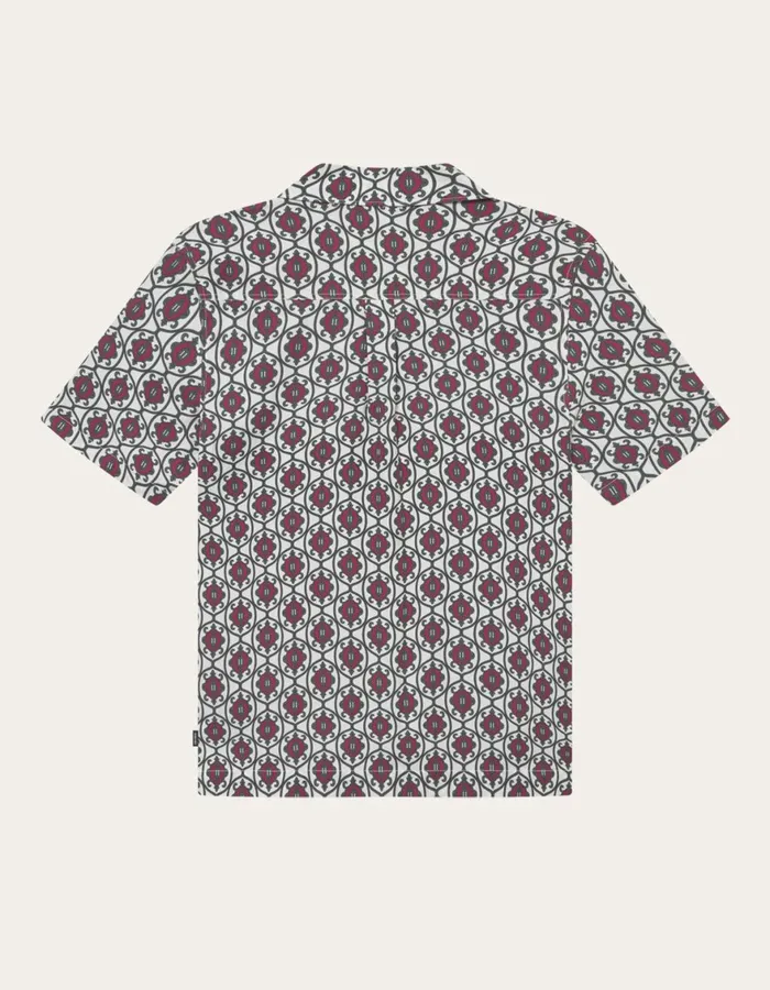 ShirtsOvershirts Men Les Deux Ornament Tencel SS Shirt 8211 IvoryChive Green