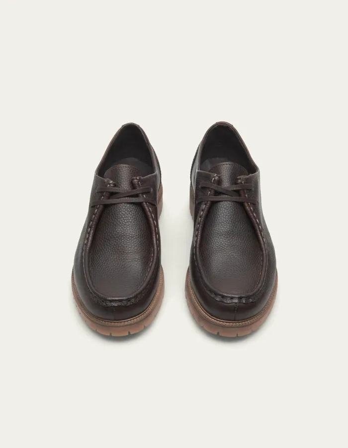 Shoes Men Les Deux Taylor Leather Moc Toe Shoe 8211 Brown