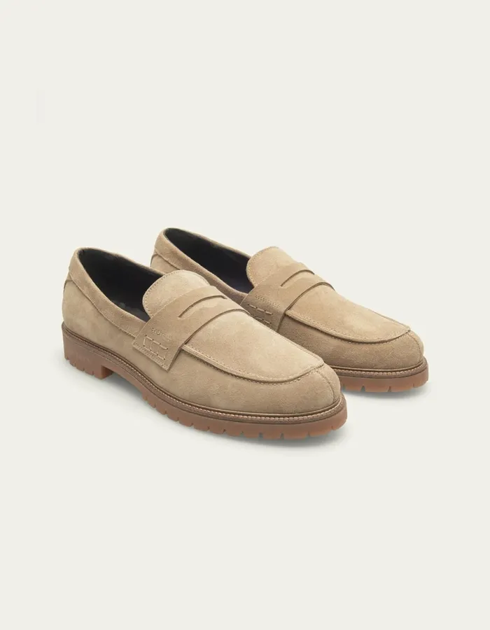 Shoes Men Les Deux Taylor Suede Penny Loafer 8211 Light Sand