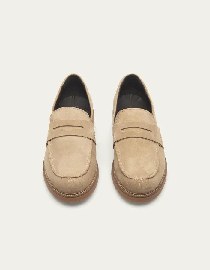 Shoes Men Les Deux Taylor Suede Penny Loafer 8211 Light Sand