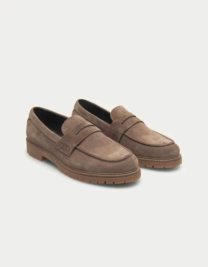 Shoes Men Les Deux Taylor Suede Penny Loafer 8211 Walnut