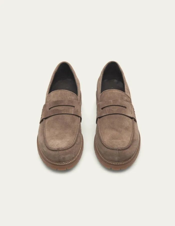 Shoes Men Les Deux Taylor Suede Penny Loafer 8211 Walnut