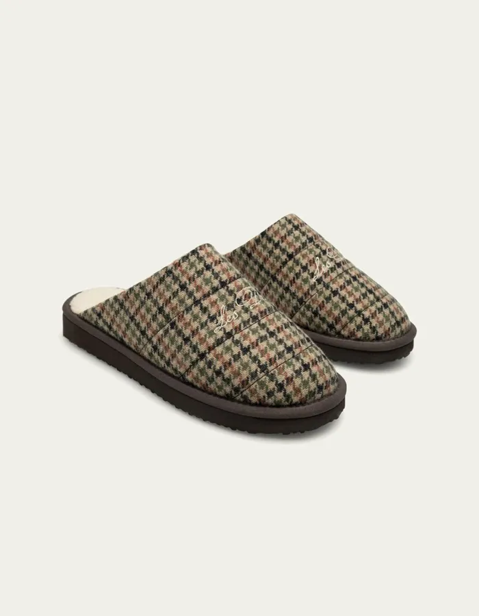 Shoes Men Les Deux Truman Houndstooth Padded Slipper 8211 Warm SandBlack