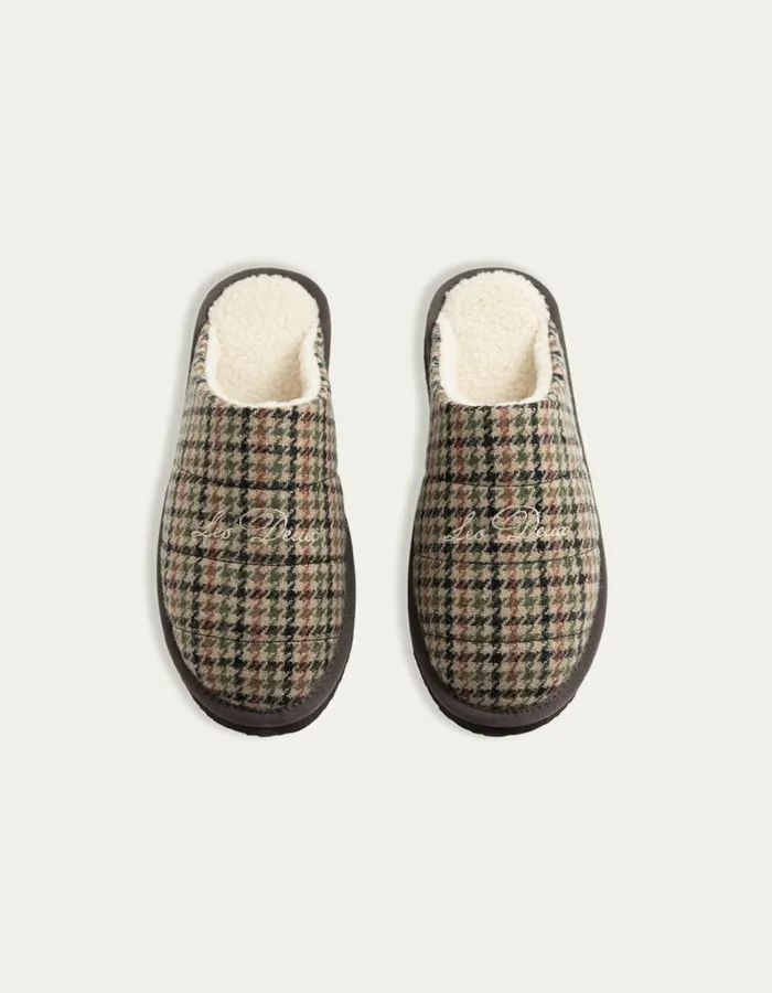 Shoes Men Les Deux Truman Houndstooth Padded Slipper 8211 Warm SandBlack
