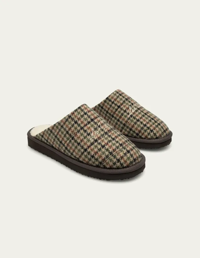 Shoes Men Les Deux Truman Houndstooth Padded Slipper 8211 Warm SandBlack