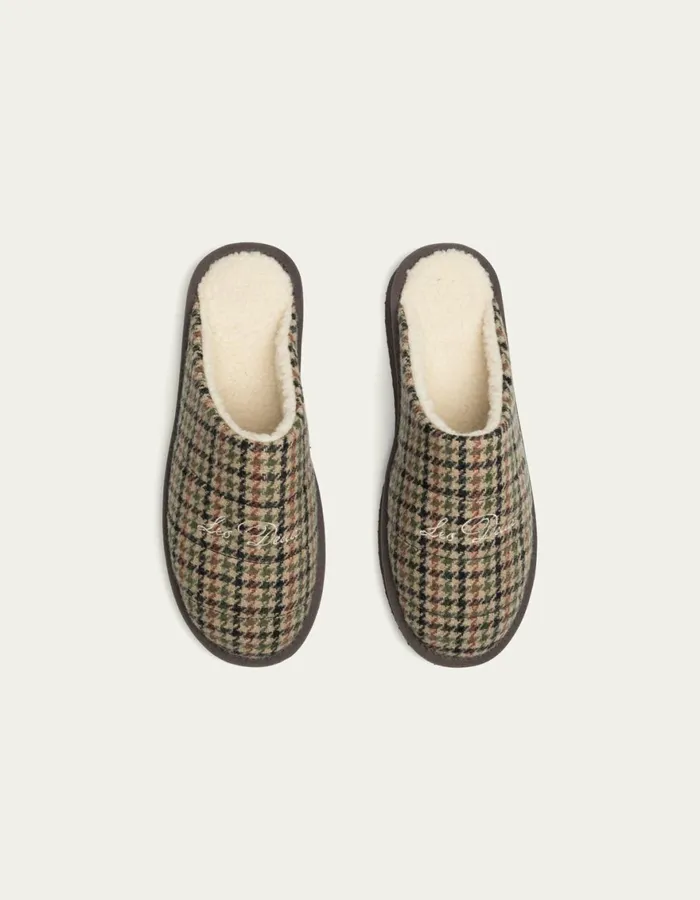 Shoes Men Les Deux Truman Houndstooth Padded Slipper 8211 Warm SandBlack