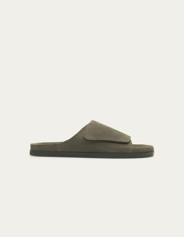 Shoes Men Les Deux Wilhelm Suede Velcro Sandal 8211 Forest Green