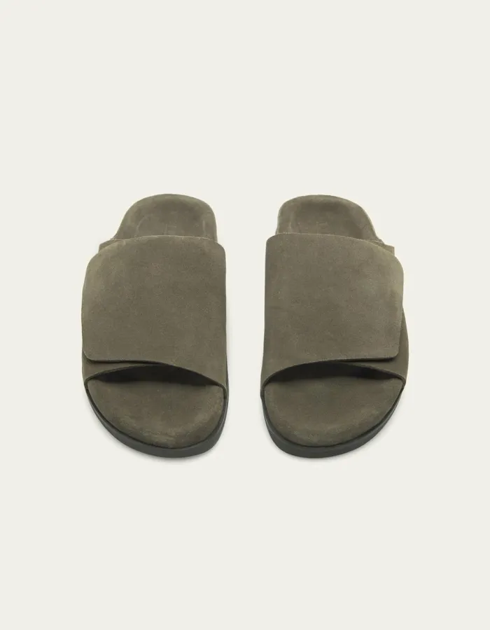 Shoes Men Les Deux Wilhelm Suede Velcro Sandal 8211 Forest Green