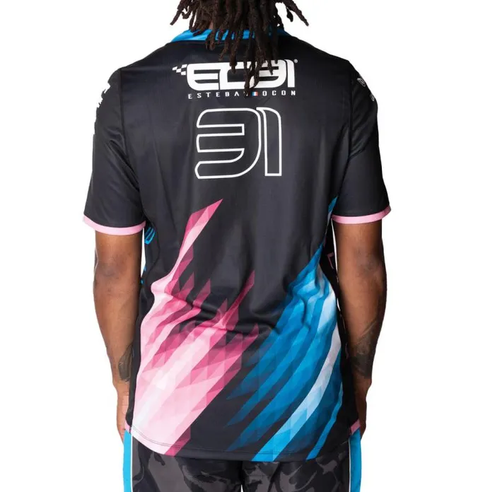 Shop Kappa Tops Kombat Ocon Alpine F1 Jersey Black