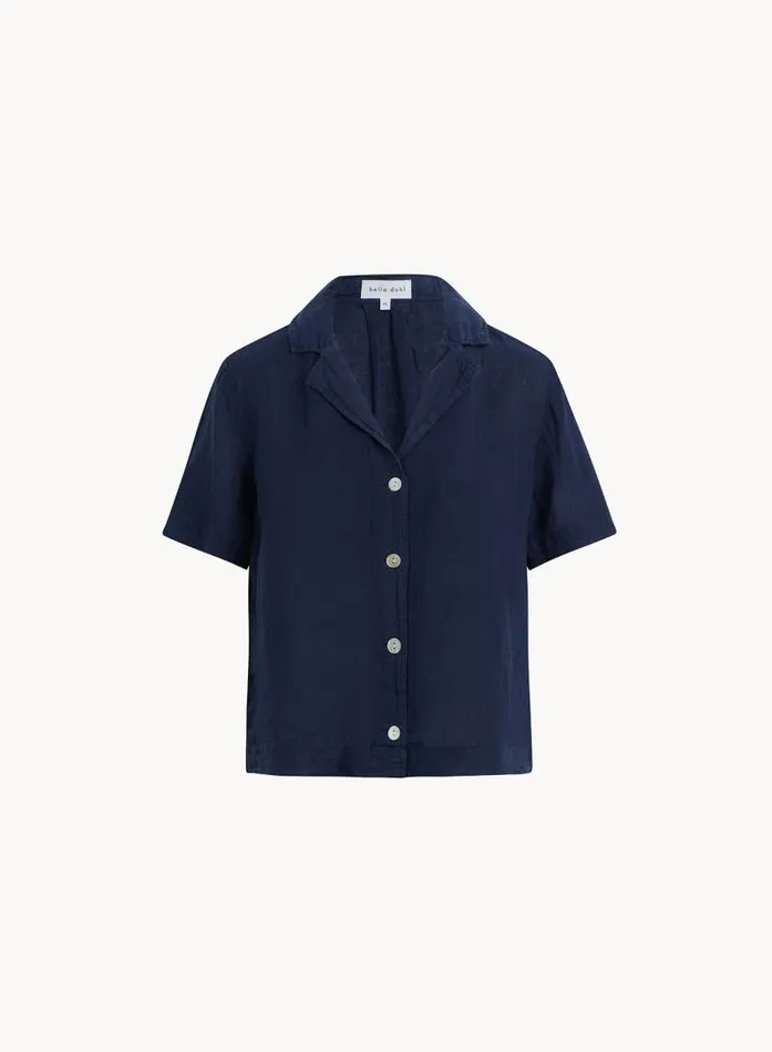 Short Sleeve Flowy Button Down 8211 Brazilian Navy Women Bella Dahl Short Sleeve
