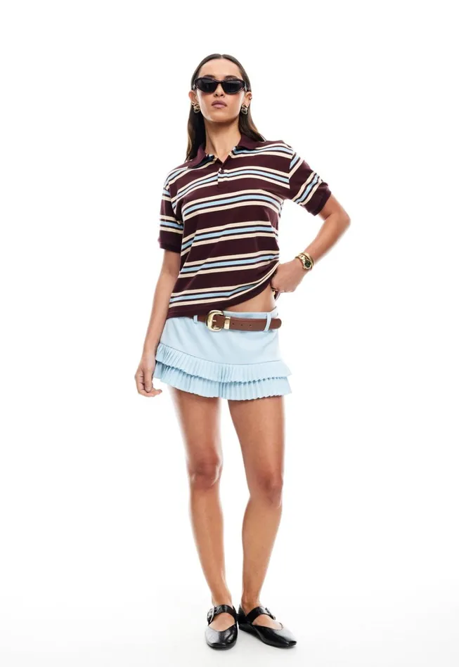 Shorts Women Lioness Fashion DOUBLE RUFFLE MINI SKORT Pale Blue Shorts Women Lioness Fashion DOUBLE RUFFLE MINI SKORT Pale Blue