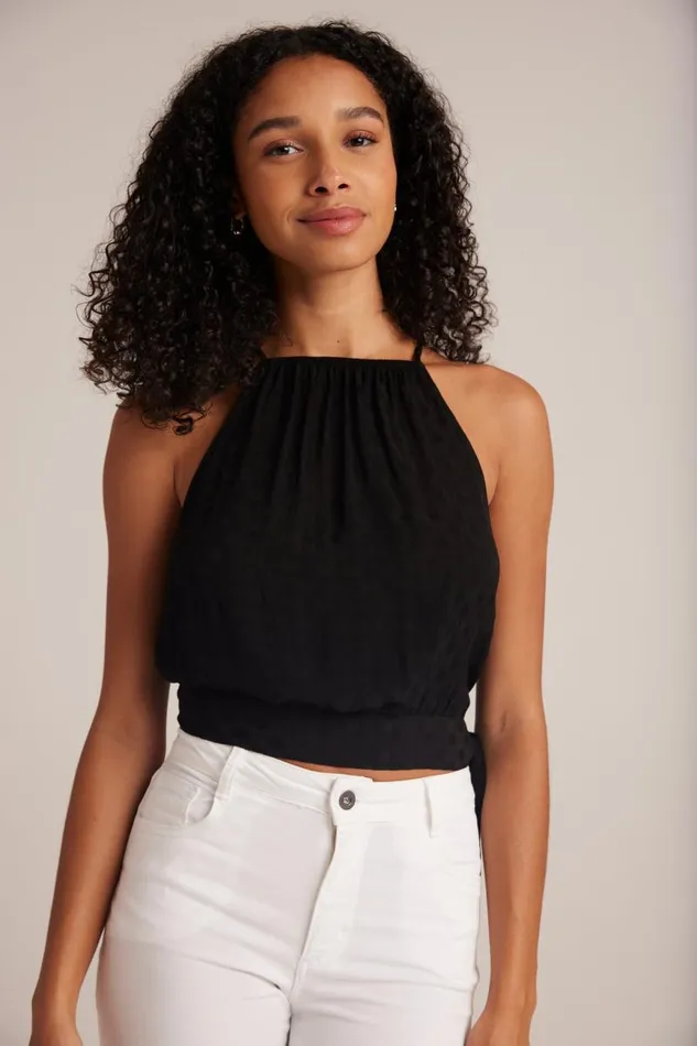 Side Tie Button Halter 8211 Black Women Bella Dahl Sleeveless