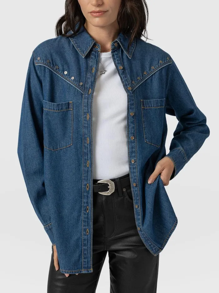 Sidney Denim Shirt 8211 Mid Blue Mid Blue Women Saint And Sofia Denim and Jeans