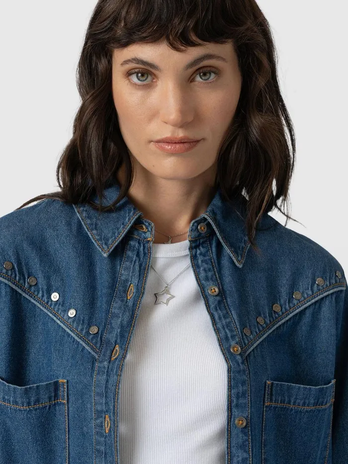 Sidney Denim Shirt 8211 Mid Blue Mid Blue Women Saint And Sofia Denim and Jeans