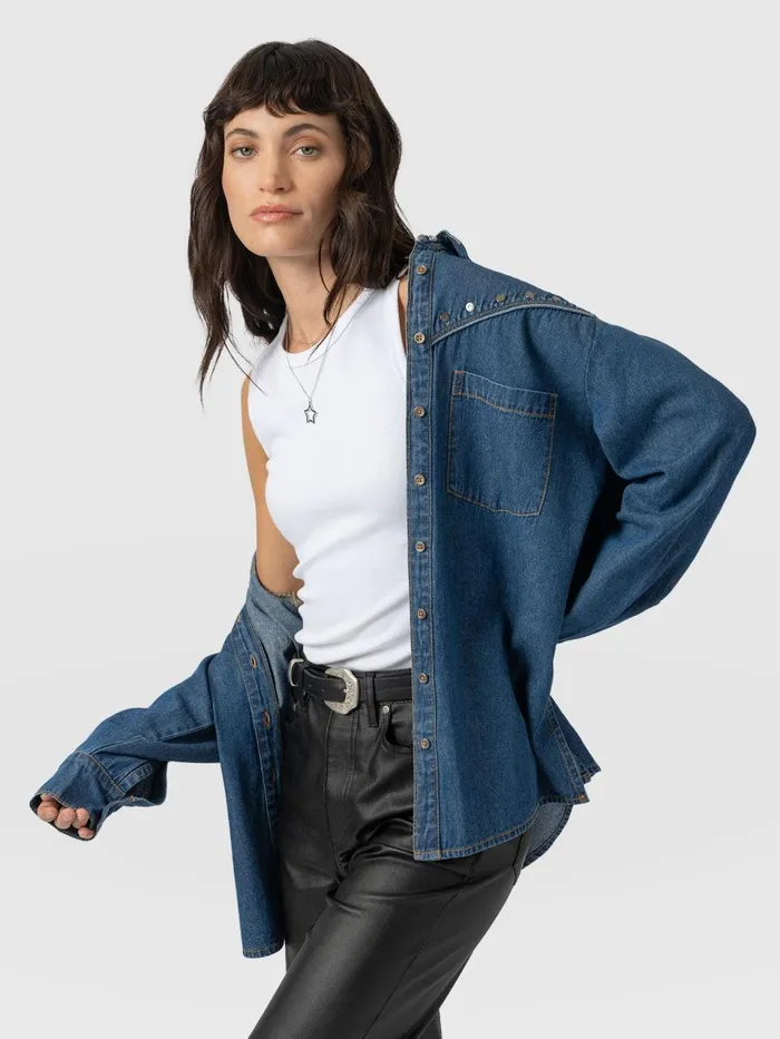 Sidney Denim Shirt 8211 Mid Blue Mid Blue Women Saint And Sofia Denim and Jeans
