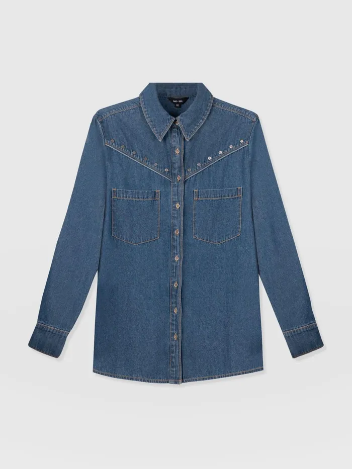 Sidney Denim Shirt 8211 Mid Blue Mid Blue Women Saint And Sofia Denim and Jeans