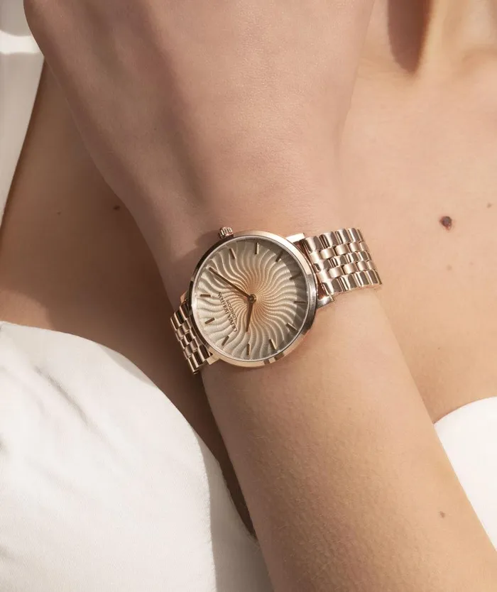 Signature Watches Women Olivia Burton 35mm Radiant Sun Ombre and Rose Gold Bracelet Watch