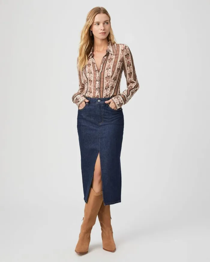 Skirts Women PAIGE Angela Midi Skirt 8211 Azura
