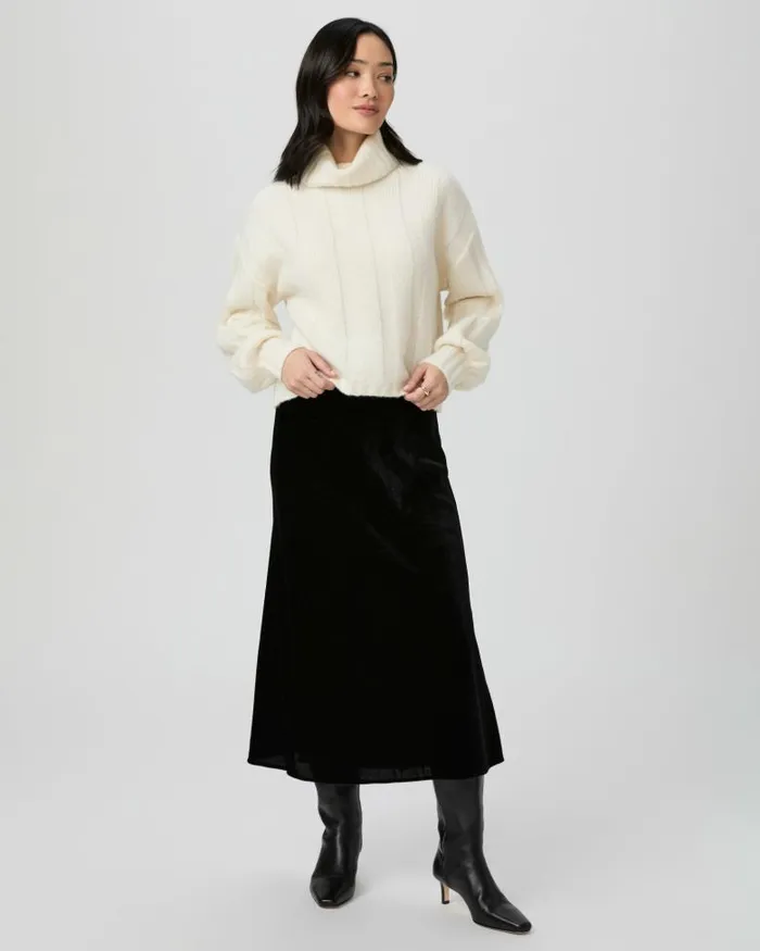 Skirts Women PAIGE Cicely Midi Skirt 8211 Black Velvet