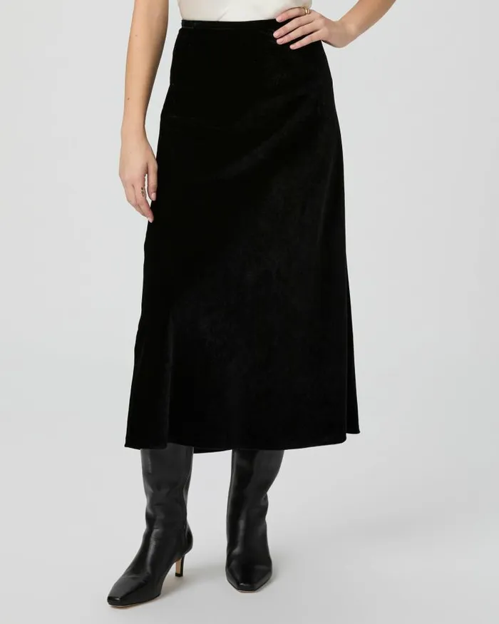 Skirts Women PAIGE Cicely Midi Skirt 8211 Black Velvet Skirts Women PAIGE Cicely Midi Skirt 8211 Black Velvet