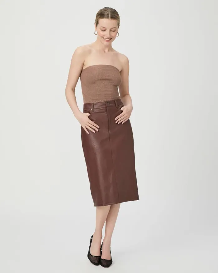 Skirts Women PAIGE Siren Midi Skirt 8211 Rum Raisin Faux Leather
